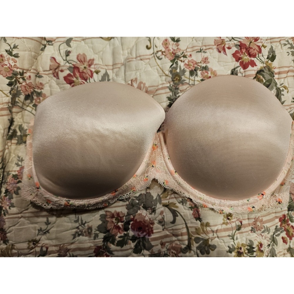 Victoria's Secret PINK Multi-Way Push Up Bra 36D Pink Lace Trim Convertible